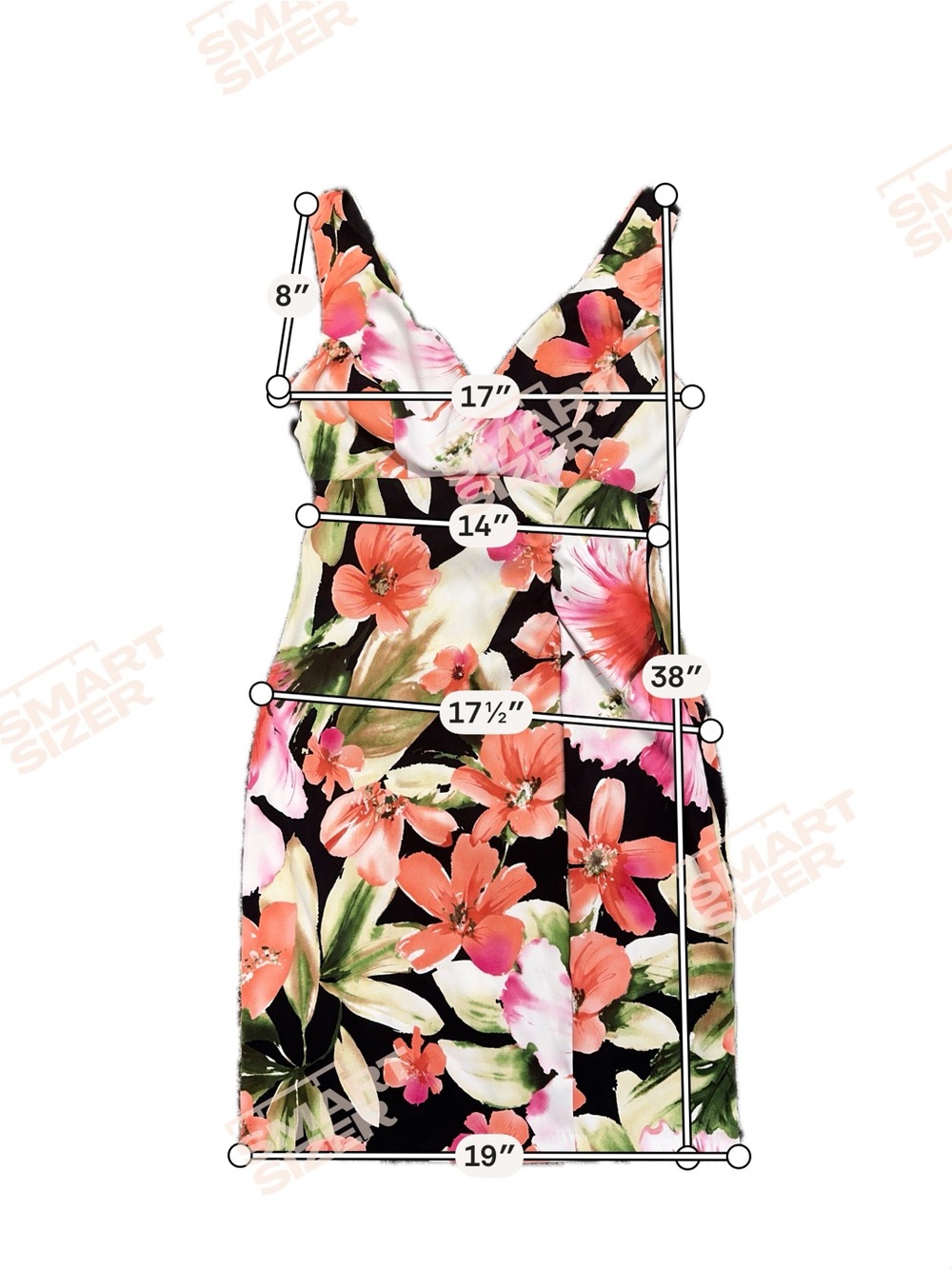 connected apparel Black Floral Mini Dress with Coral and Pink Blooms - Picture 7 of 9